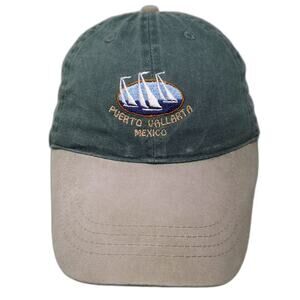 OTTO Baseball Cap Green Beige One Size Puerto Vallarta Mexico Sailboats Hat Sun